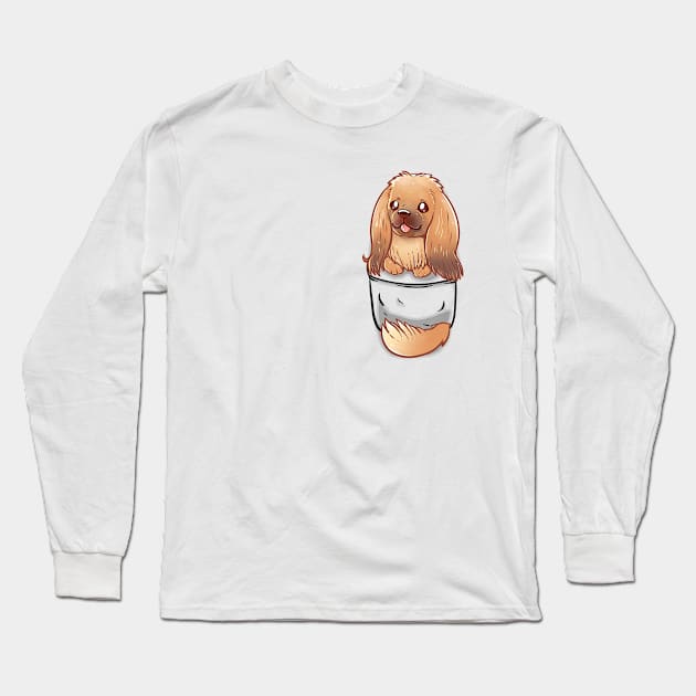 Pocket Cute Pekingese Dog Long Sleeve T-Shirt by TechraPockets